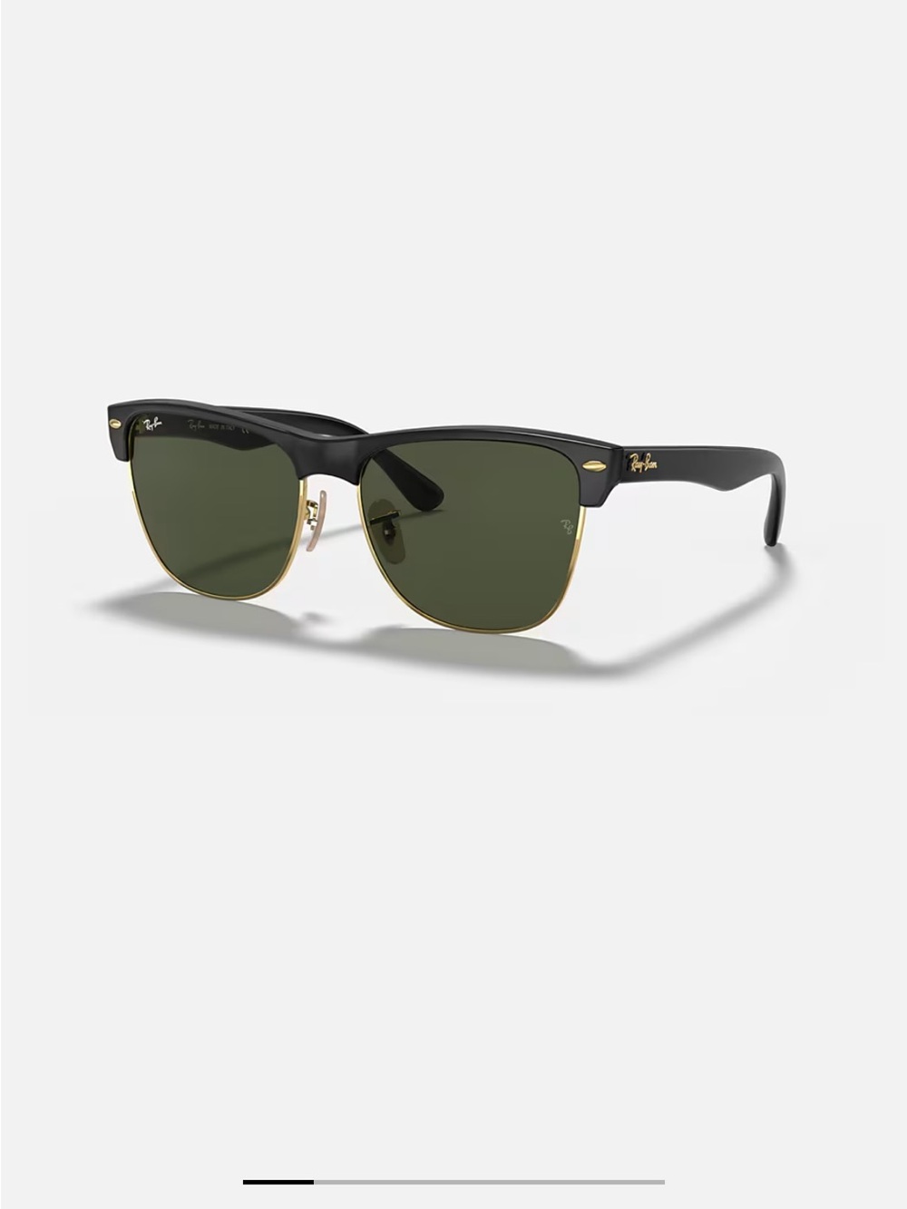 Ray-Ban Two-Tone Clubmaster Sunglasses in Black and Gold with Green Lenses